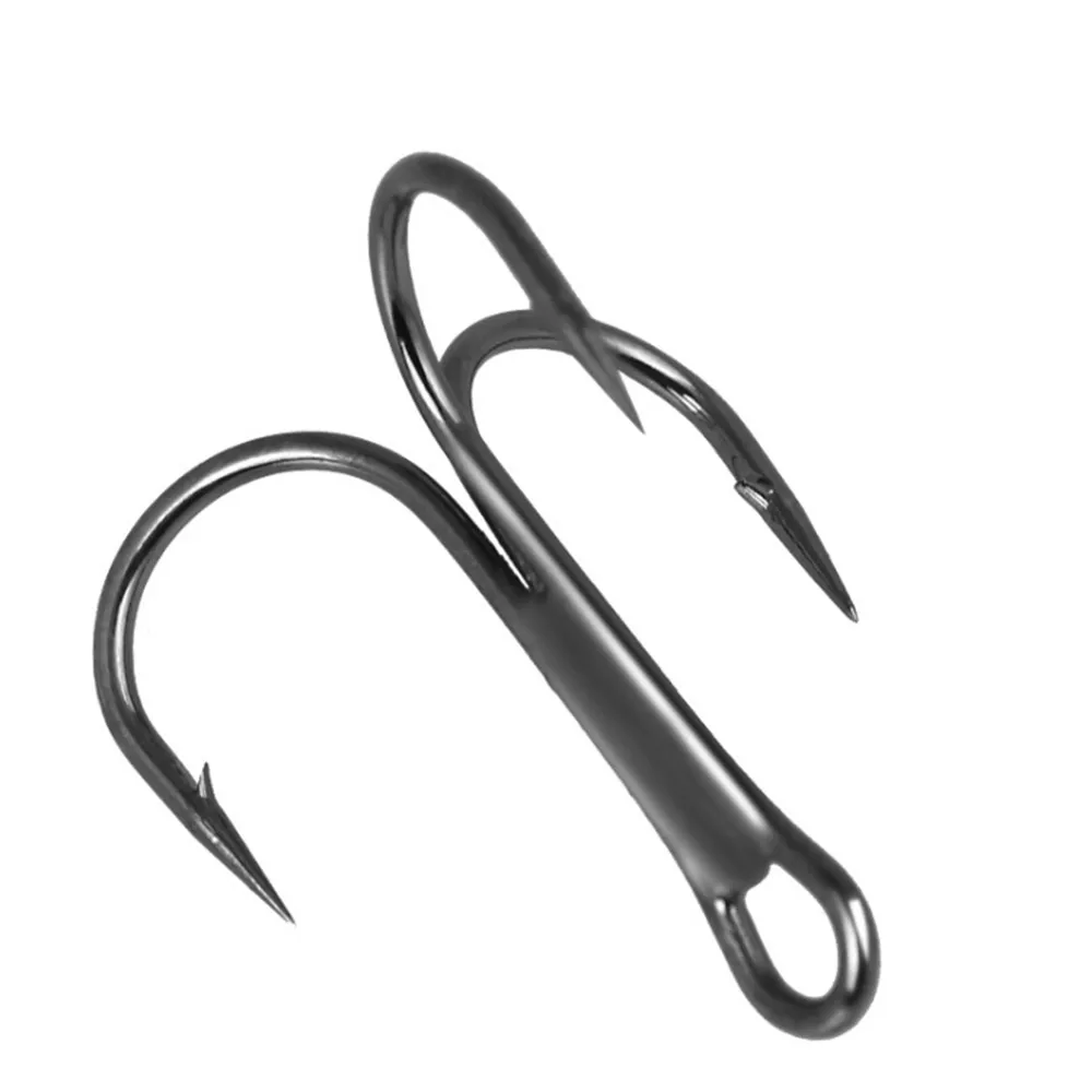 10Pcs Black Fishing Hook High Carbon Steel Treble Overturned Hooks - Good  Baits