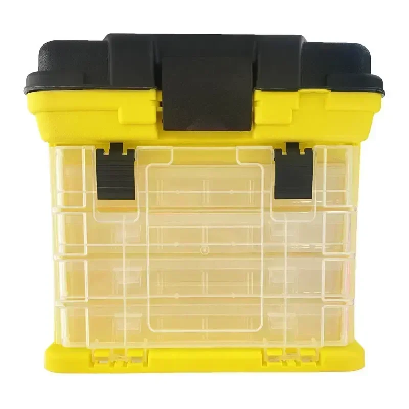 Portable 4 Layers Plastic Box Large Fishing Box Parts Storage Box Storage  Fishing Lures Tools Accessories Toolbox gray
