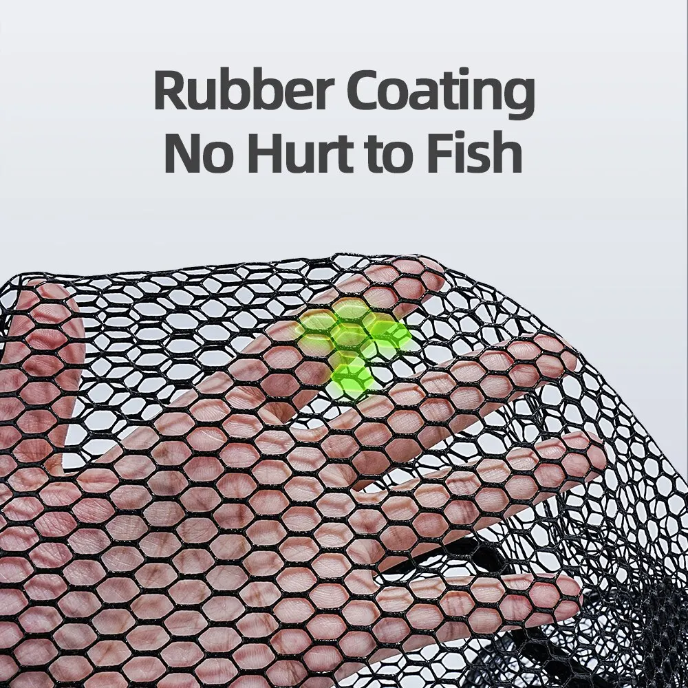 Freshwater Saltwater Fishing Floating Fishing Net Extra Strong Foldable  Fishing Net Rubber Coated Fish Landing Net