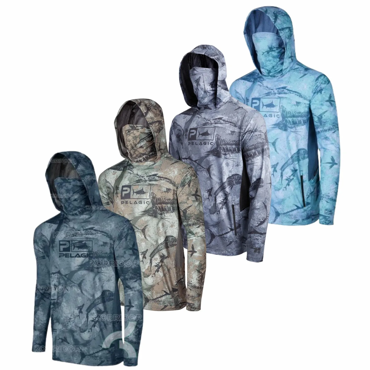 Pelagic Gear Hooded Fishing Shirt Men's Upf 50+ Sun Protection Hoodie Shirt  Spf Fishing Outdoor Uv Shirt Hiking Lightweight 2023
