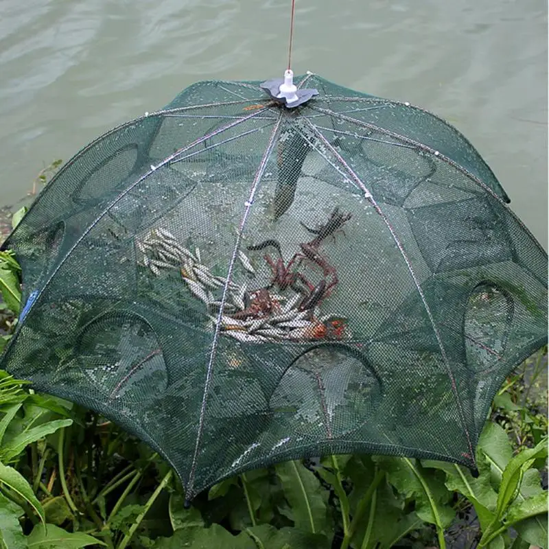 Fishing Net Cage Automatic Open Closing Fishing Crab Trap Steel Wire  Saltwate ^