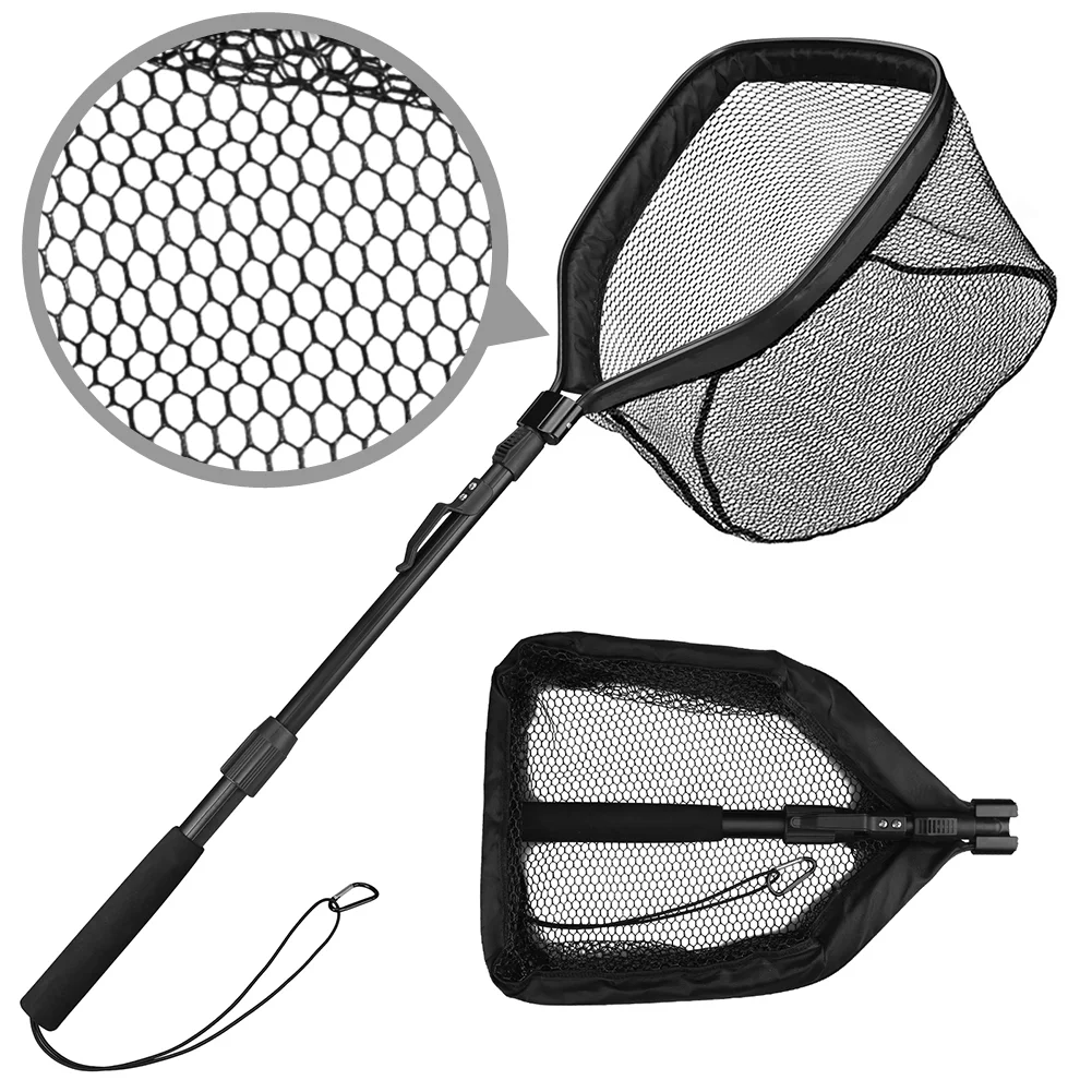 Telescopic Floating Fishing-Net Rubber Coated Landing Net - Good Baits